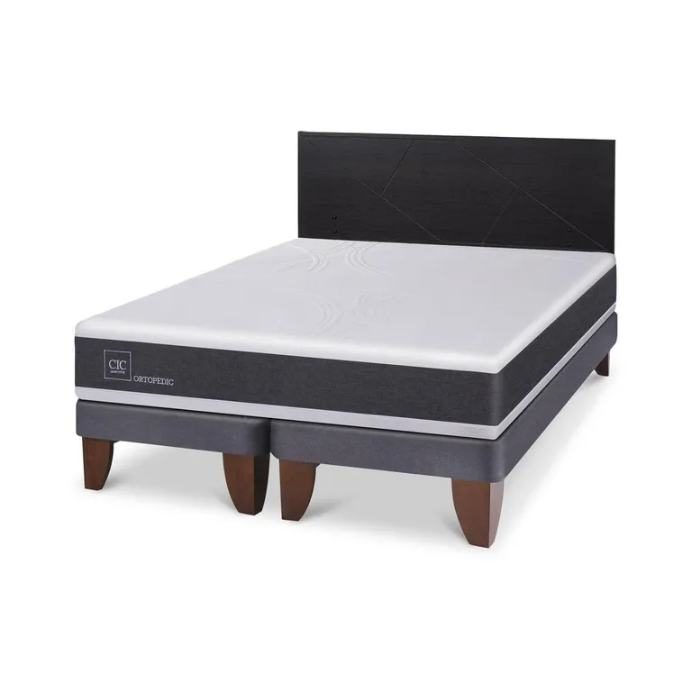 Cama Europea Ortopedic King Respaldo Villarrica Negro
