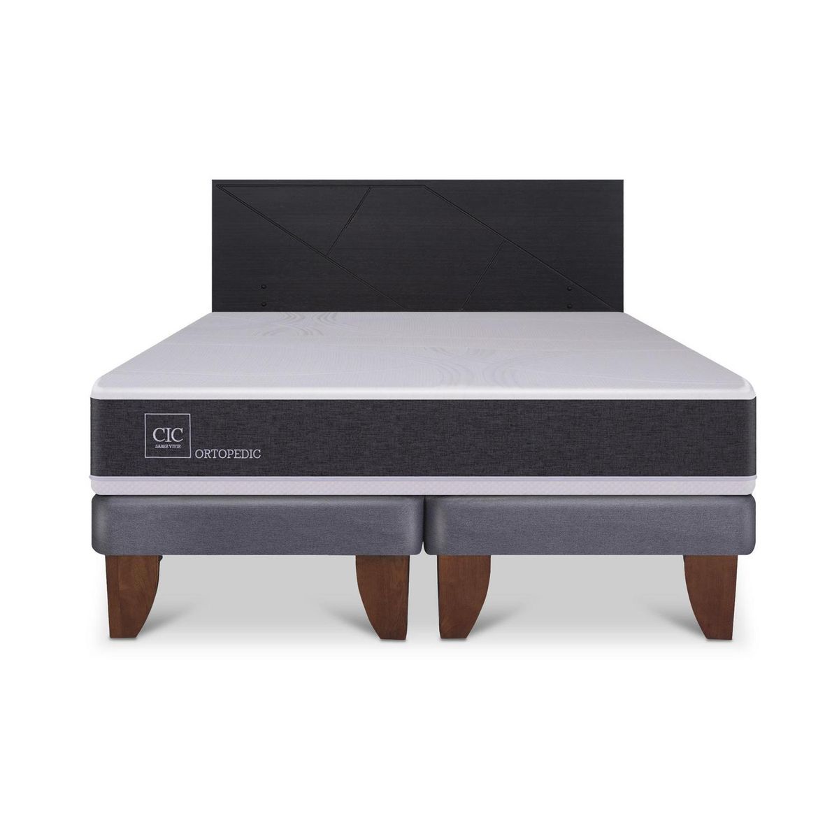 CIC - Cama Europea ortopedic king respaldo Villarrica negro
