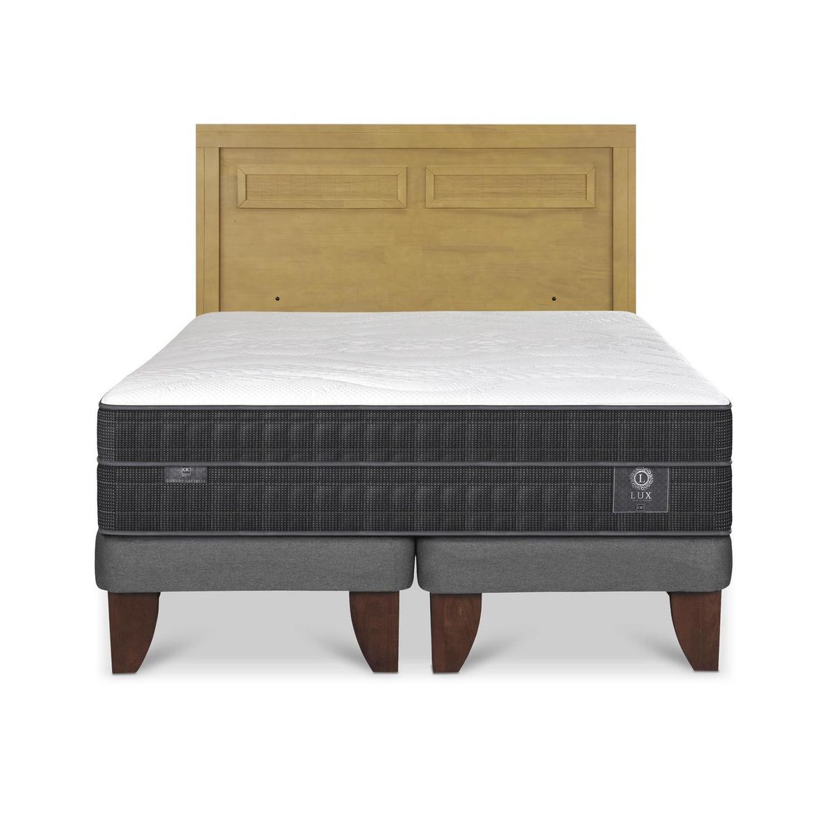 CIC - Cama Europea lux 2p bd Respaldo Milan mostaza