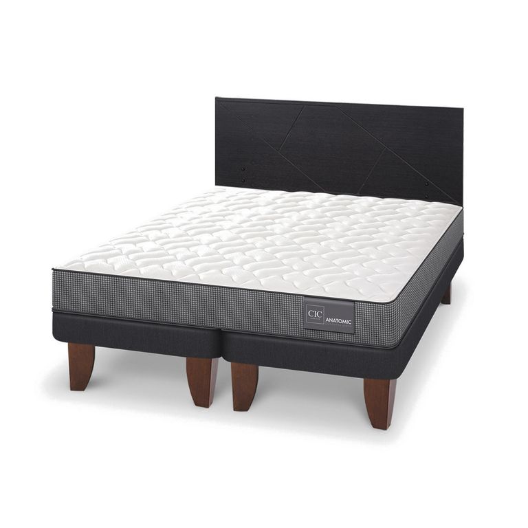 Cama Europea Anatomic 2P Bd Respaldo Villarrica Negro