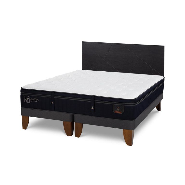 Cama Europea Super Premium King Respaldo Villarrica Negro