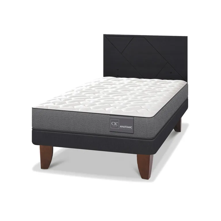 Cama Europea Anatomic 1.5P Respaldo Villarrica Negro
