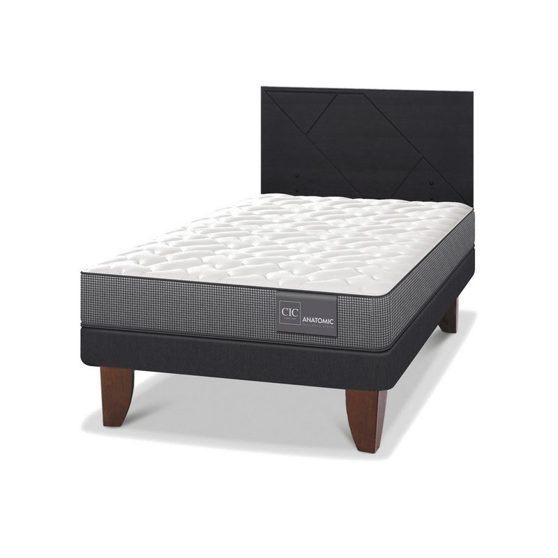 CIC - Cama Europea anatomic 1.5p respaldo Villarrica negro