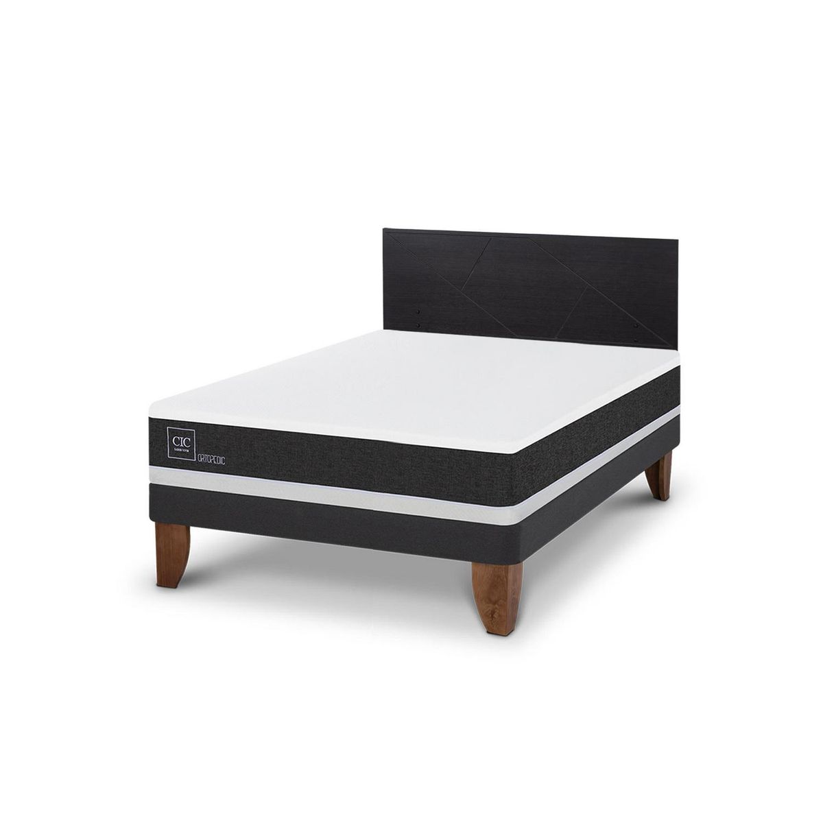 CIC - Cama Europea ortopedic 2p bn respaldo Villarrica negro