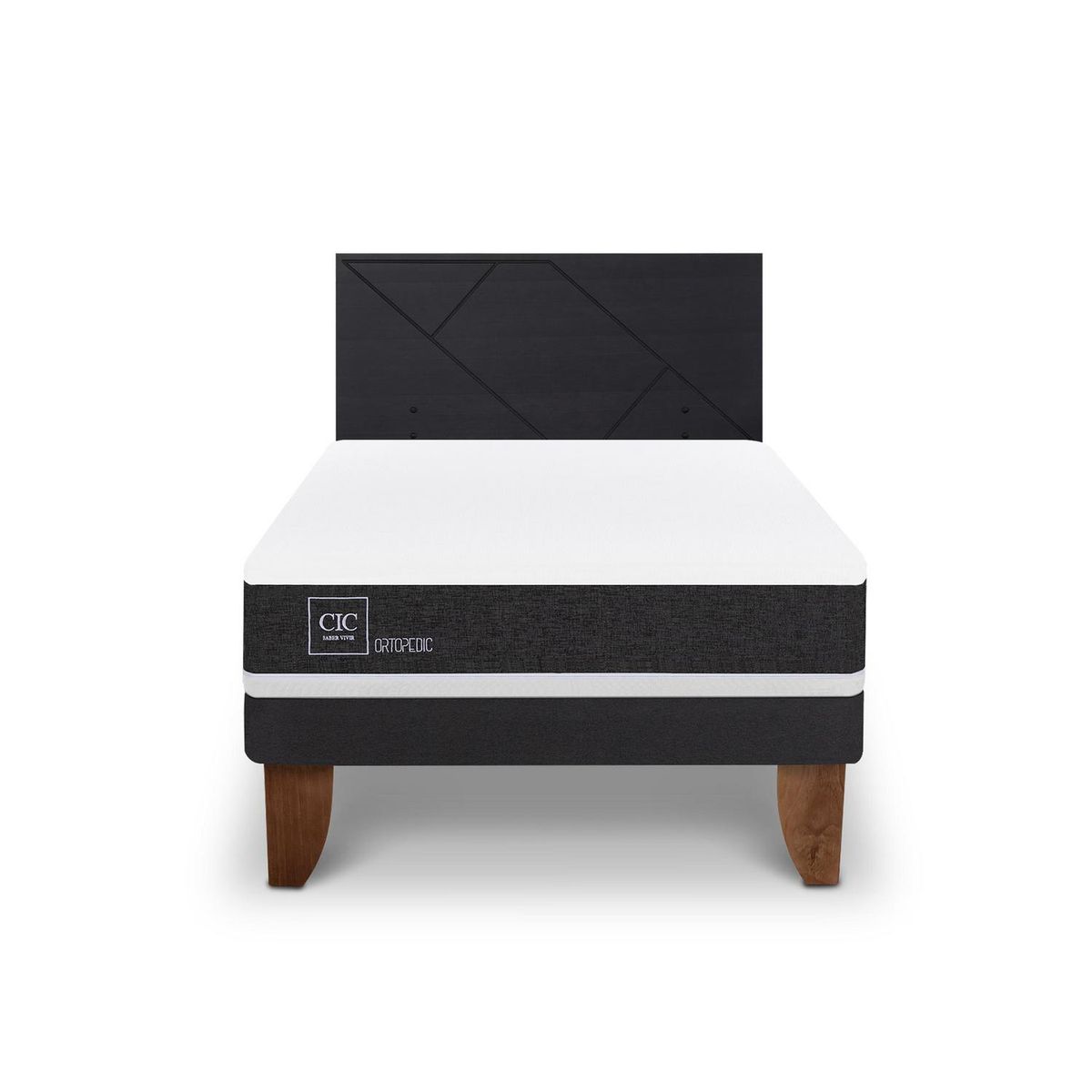 CIC - Cama Europea Ortopedic 1.5P Respaldo Villarrica Negro