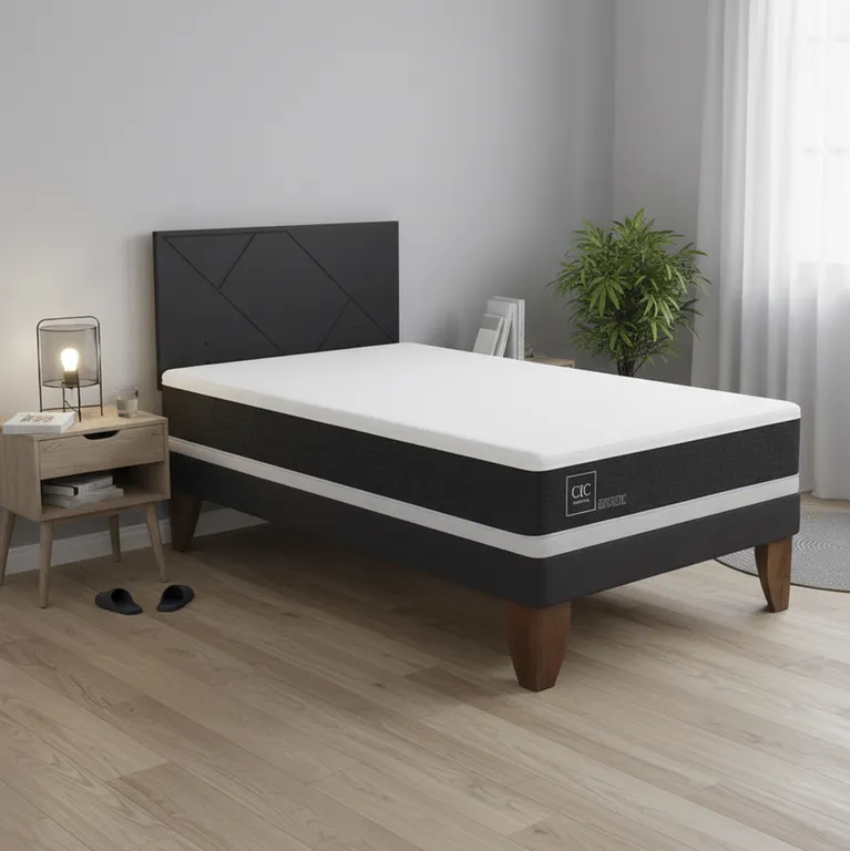 CIC Cama Europea Ortopedic 1.5P Respaldo Villarrica Negro