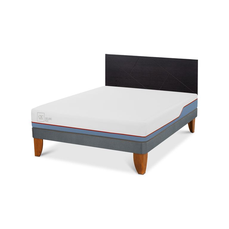 Cama Europea Excellence Plus 2P Bn Respaldo Villarrica Negro