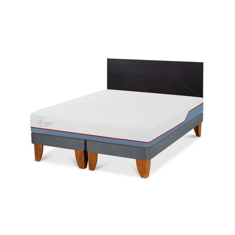 Cama Europea Excellence Plus 2P Bd Respaldo Villarrica Negro