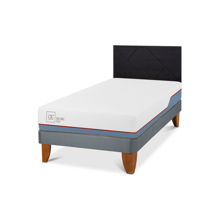 Cama Europea Excellence Plus 1.5P Respaldo Villarrica Negro