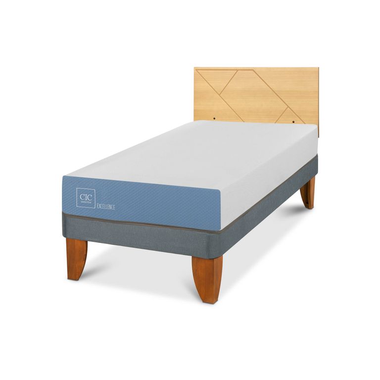 Cama Europea Excellence 1P Respaldo Villarrica Mostaza