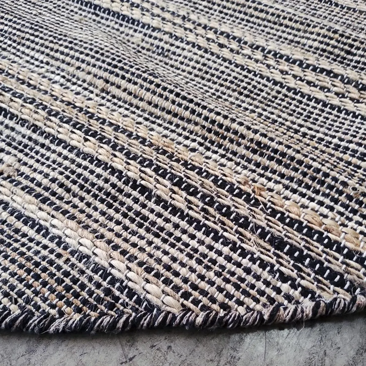 IDETEX - Alfombra Redonda Yute Indi 200x200 cm Yute Negro