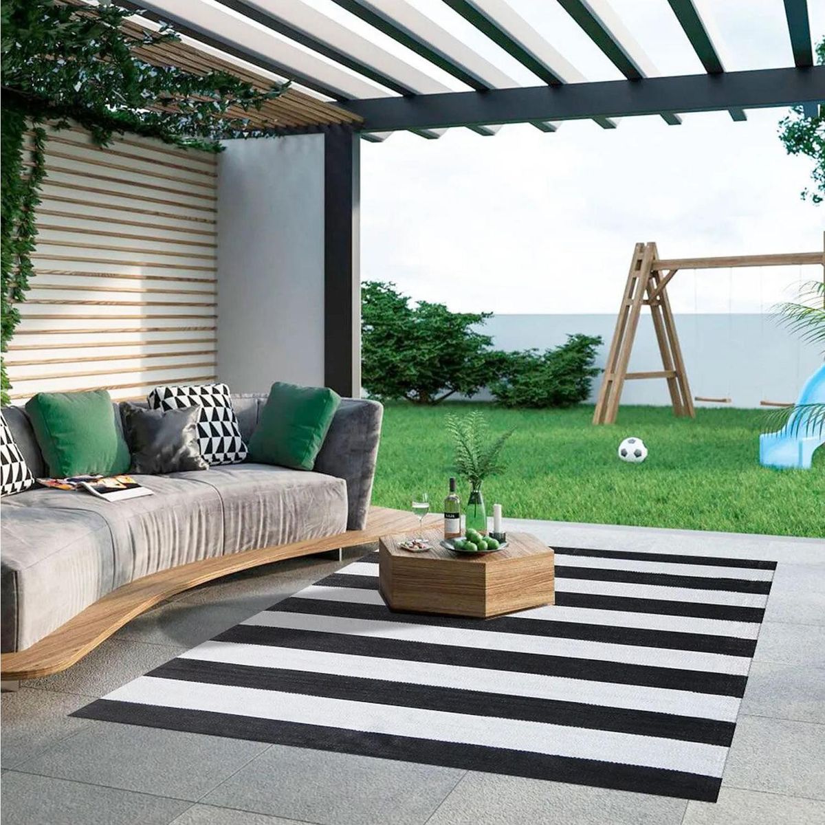 IDETEX - Alfombra Grande Kala D2 200x300 cm PVC Negro