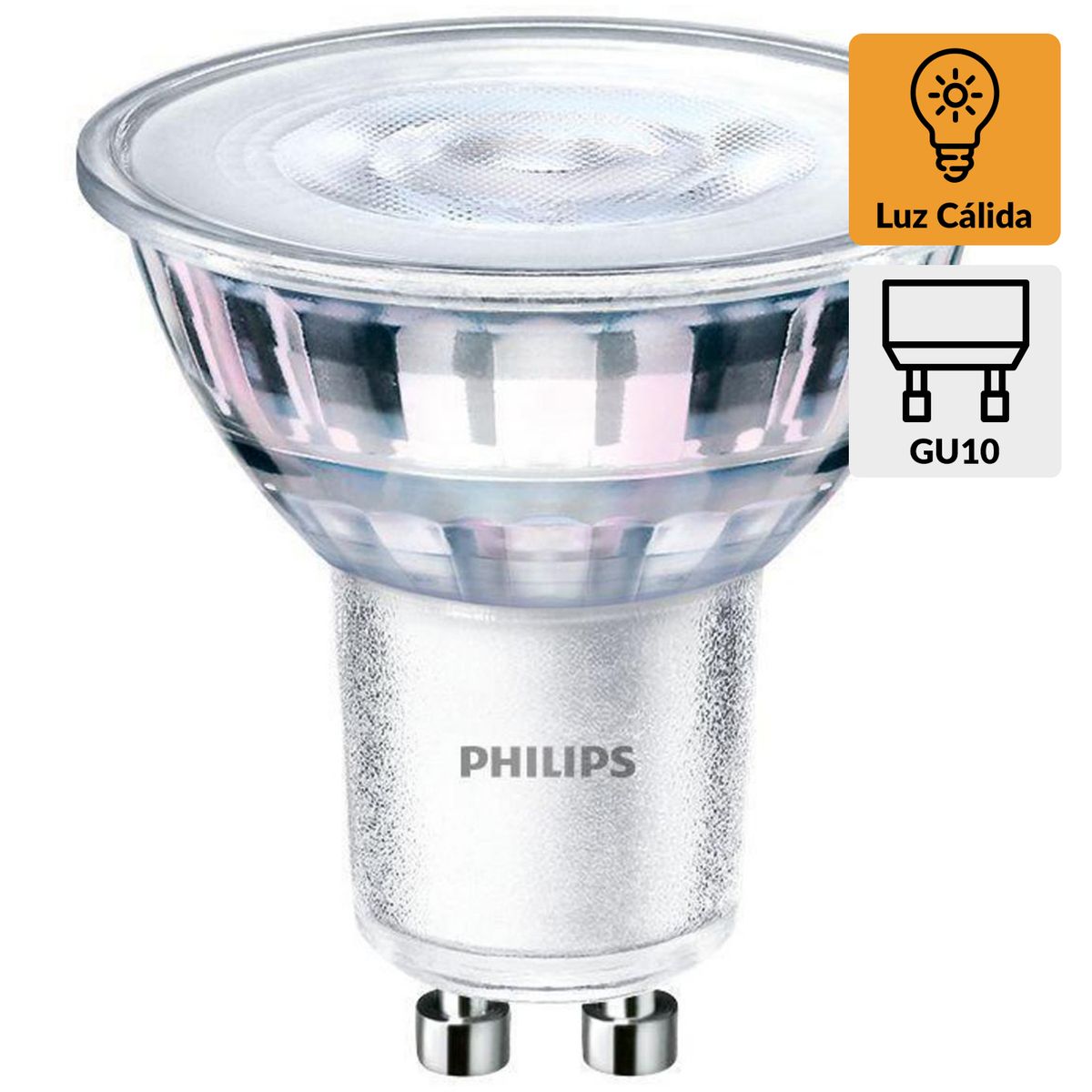 PHILIPS - Ampolleta led 4.6 W GU10 410 lm Luz Cálida