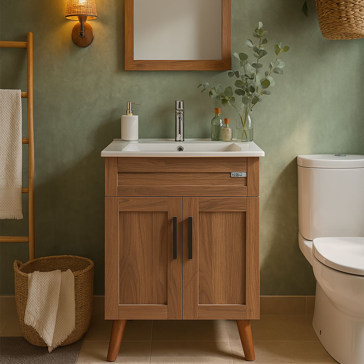 DOMSA - Kit Mueble Vanitorio Elegance Nogal 50x80x40 cm