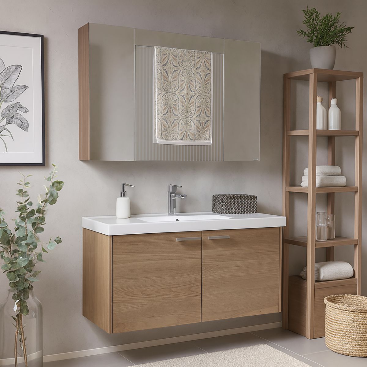 DOMSA - Mueble Botiquín Elegance Nogal 100x80x13.5 cm