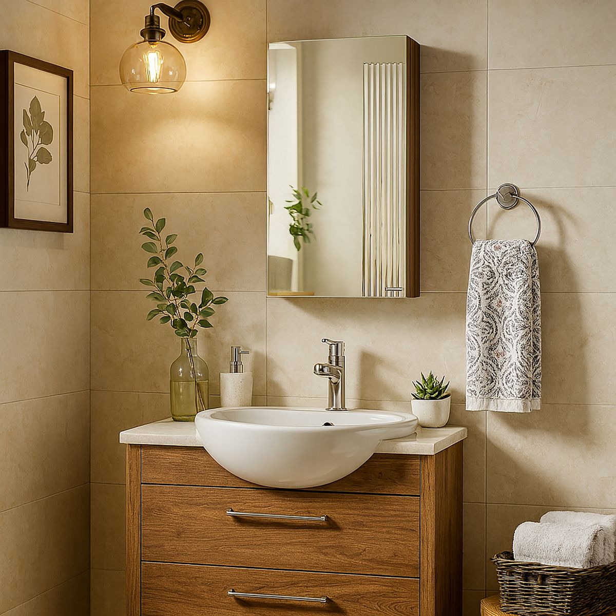 DOMSA - Mueble Botiquín Elegance Nogal 40x80x13.5 cm