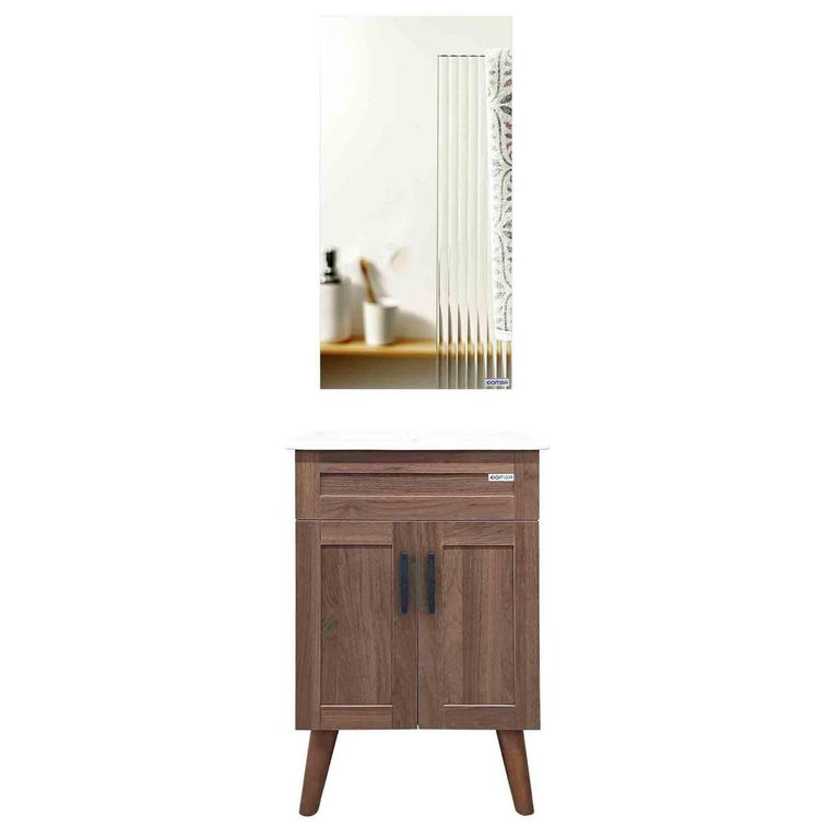 Kit Mueble Vanitorio Con Botiquín Nogal 50x80x40 cm