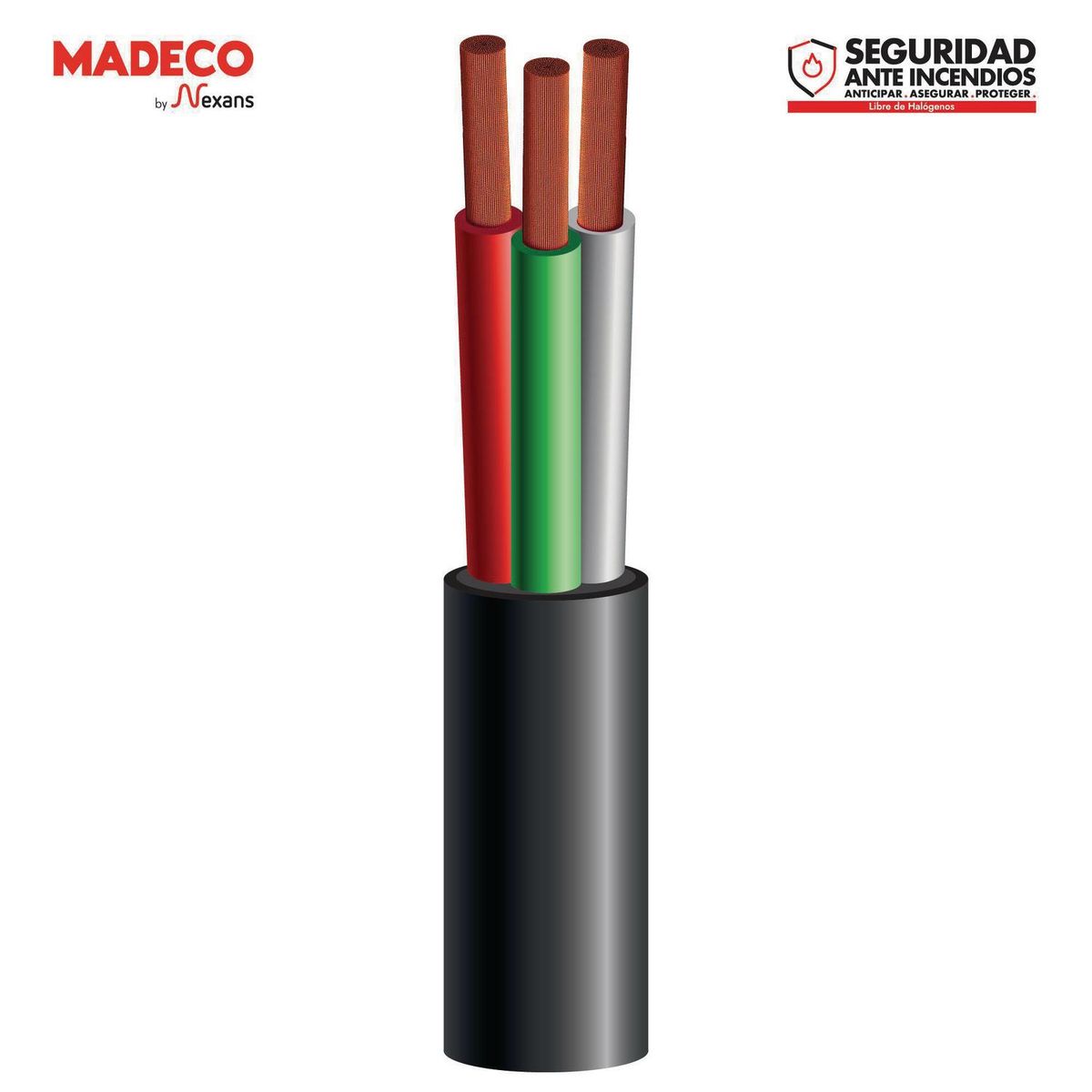 MADECO - Cable Libre de Halógenos RZ1-K 3x1,5 mm2 Negro