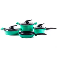 Batería de Cocina 7 Piezas Aluminio Natural Verde
