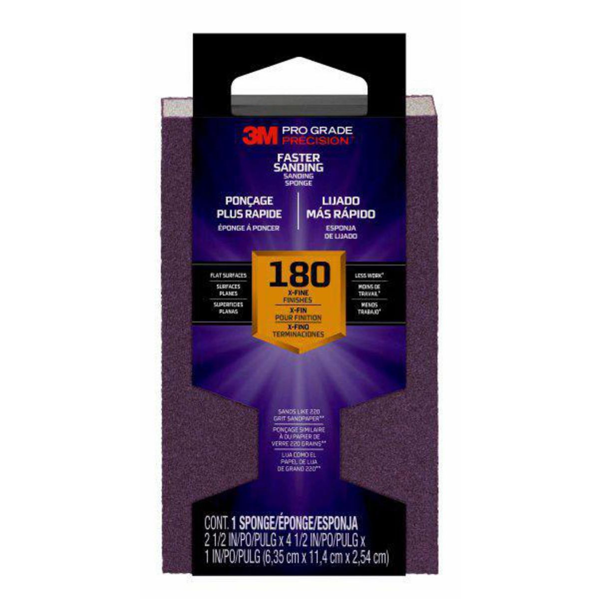 3M - Lija Esponja 180 g Grano Extra Fino Lijado Rápido