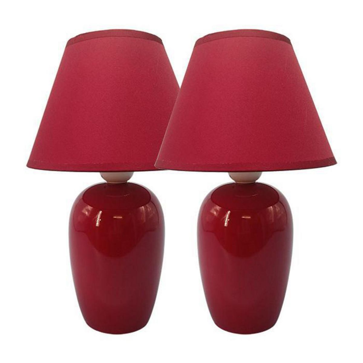 TEMPORA - Pack de 2 Lámparas Velador Burdeo 18x27.5 cm