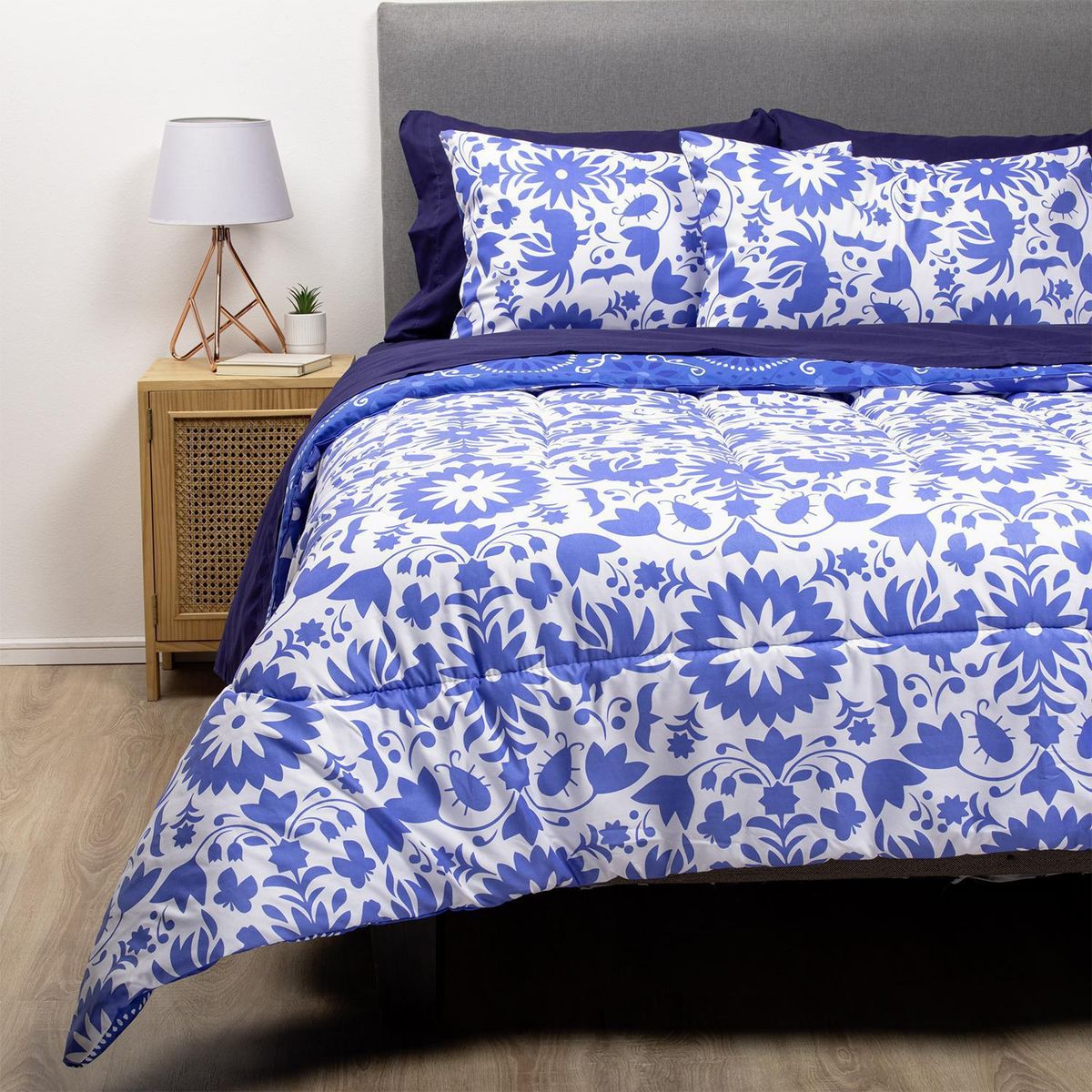 ARTHOME - Combo Plumón México Reversible Azul 2 Plazas +Sábana