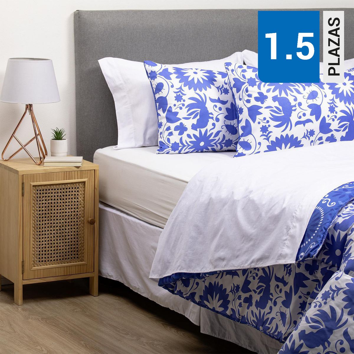 ARTHOME - Combo Plumón México Reversible Azul 1.5 Plazas +Sábana