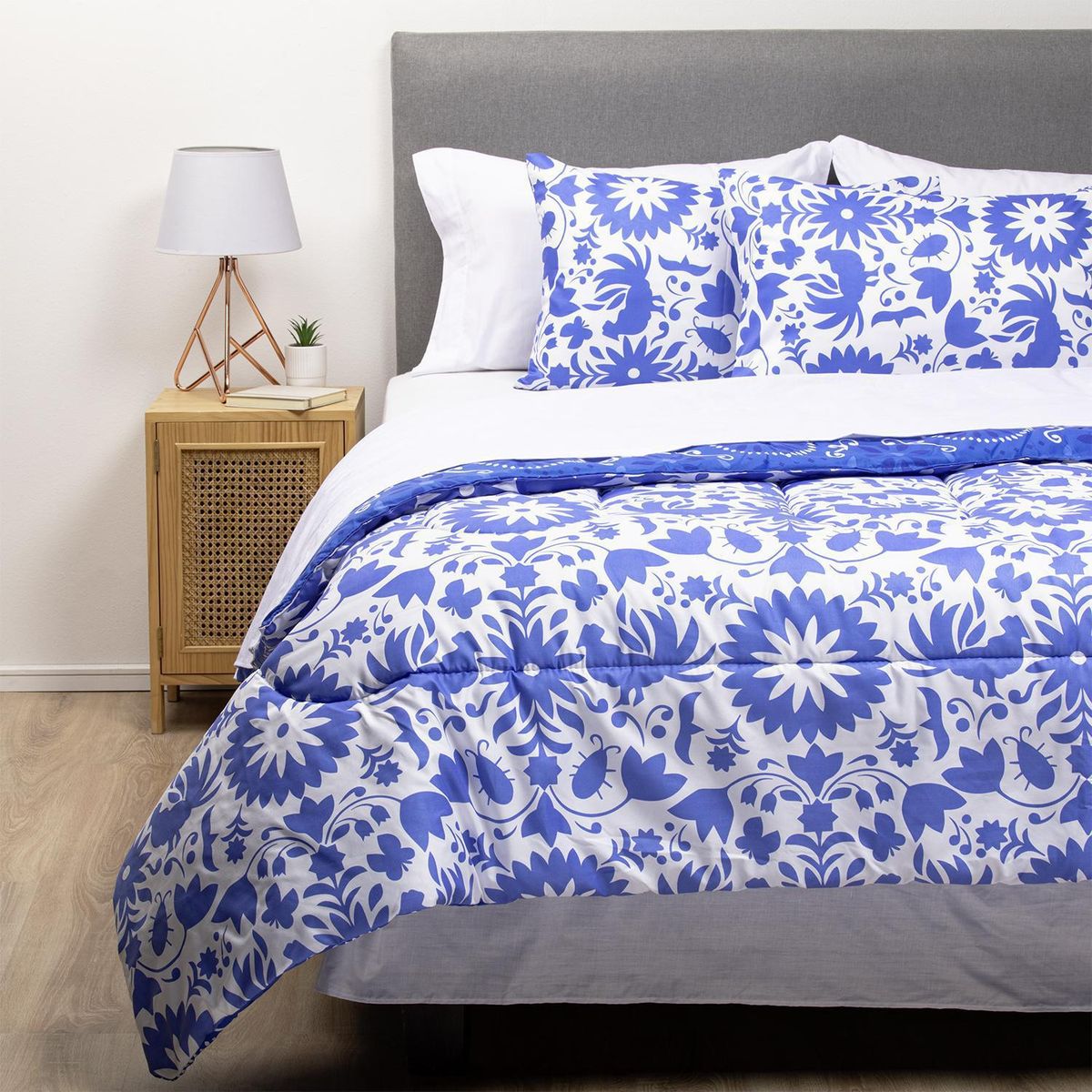 ARTHOME - Combo Plumón México Reversible Azul 1.5 Plazas +Sábana