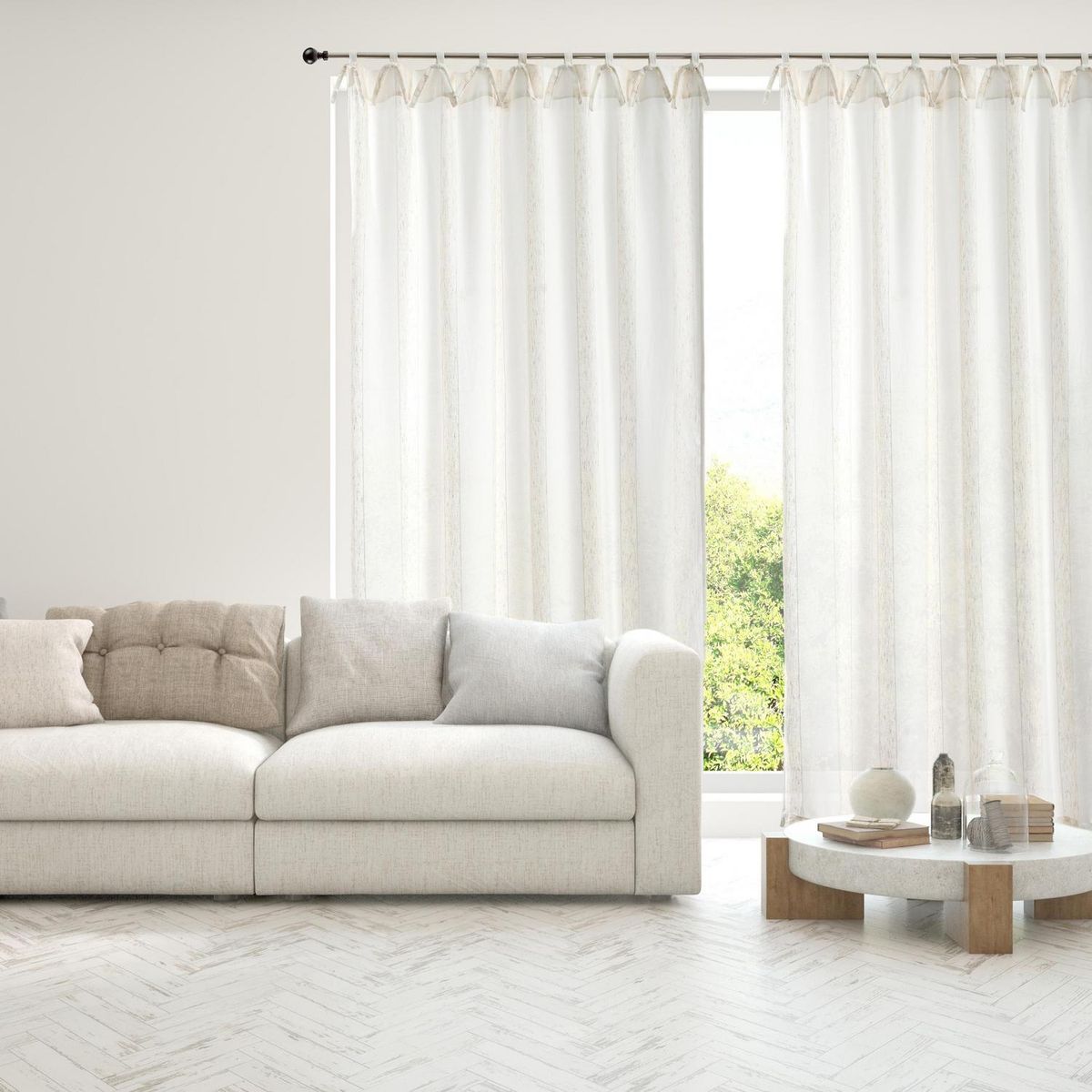 ATMOSPHERA HOME - Cortina Velo con Amarras Blanca Lineas 140x230 cm