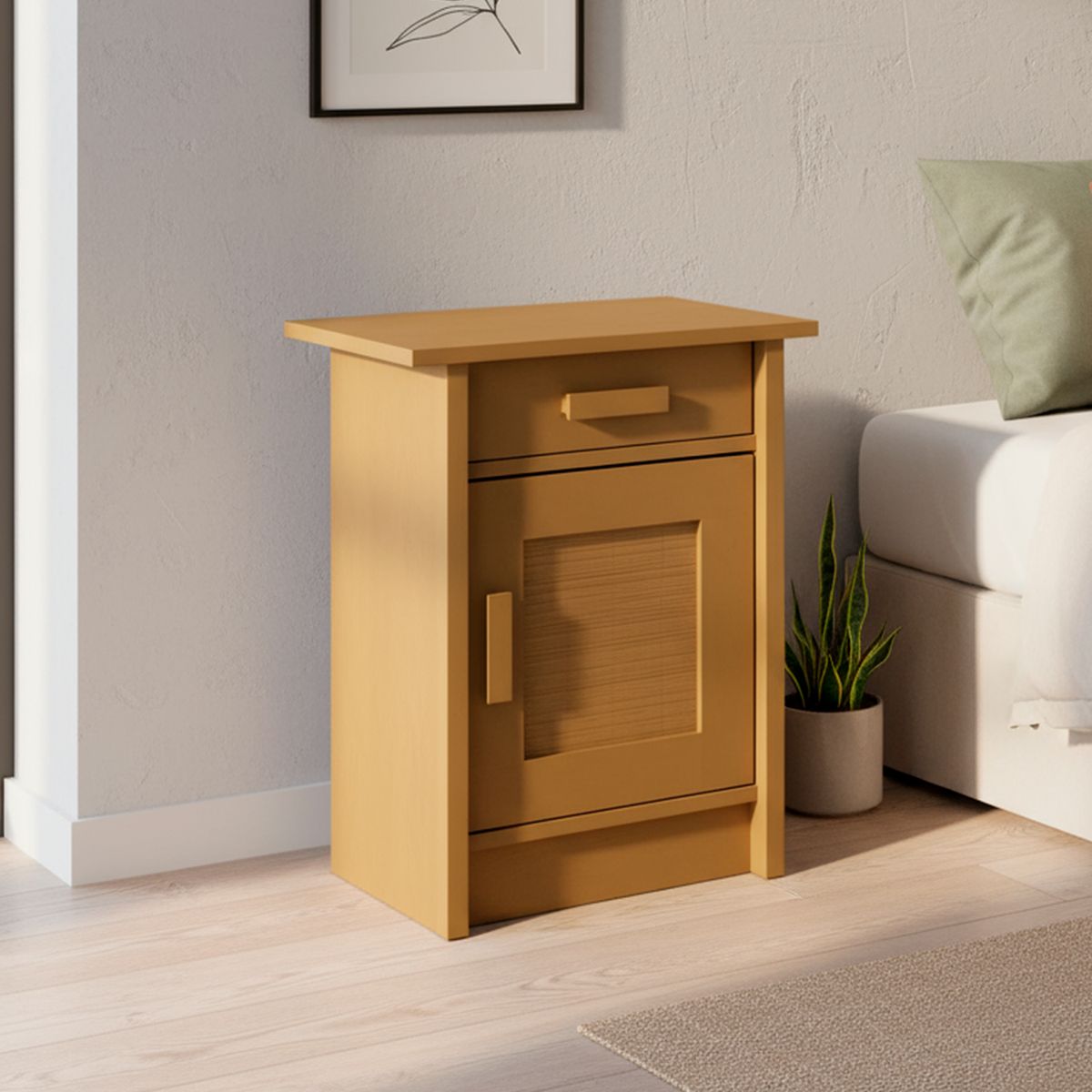 CIC - Velador 1 Puerta 1 Cajón(es) Milán 35x63.5x45 cm Mostaza