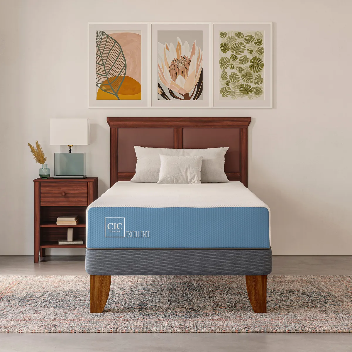 CIC - Cama Europea excellence 1.5p Respaldo Gales alpino