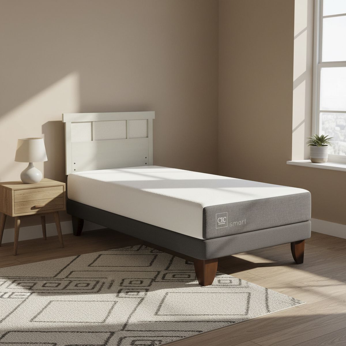 CIC - Cama Europea Smart 1P Respaldo Dublin Alpino