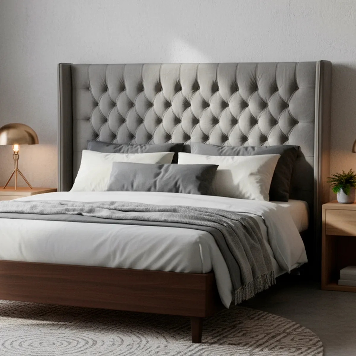 CIC - Respaldo King Sesia Gris ceniza