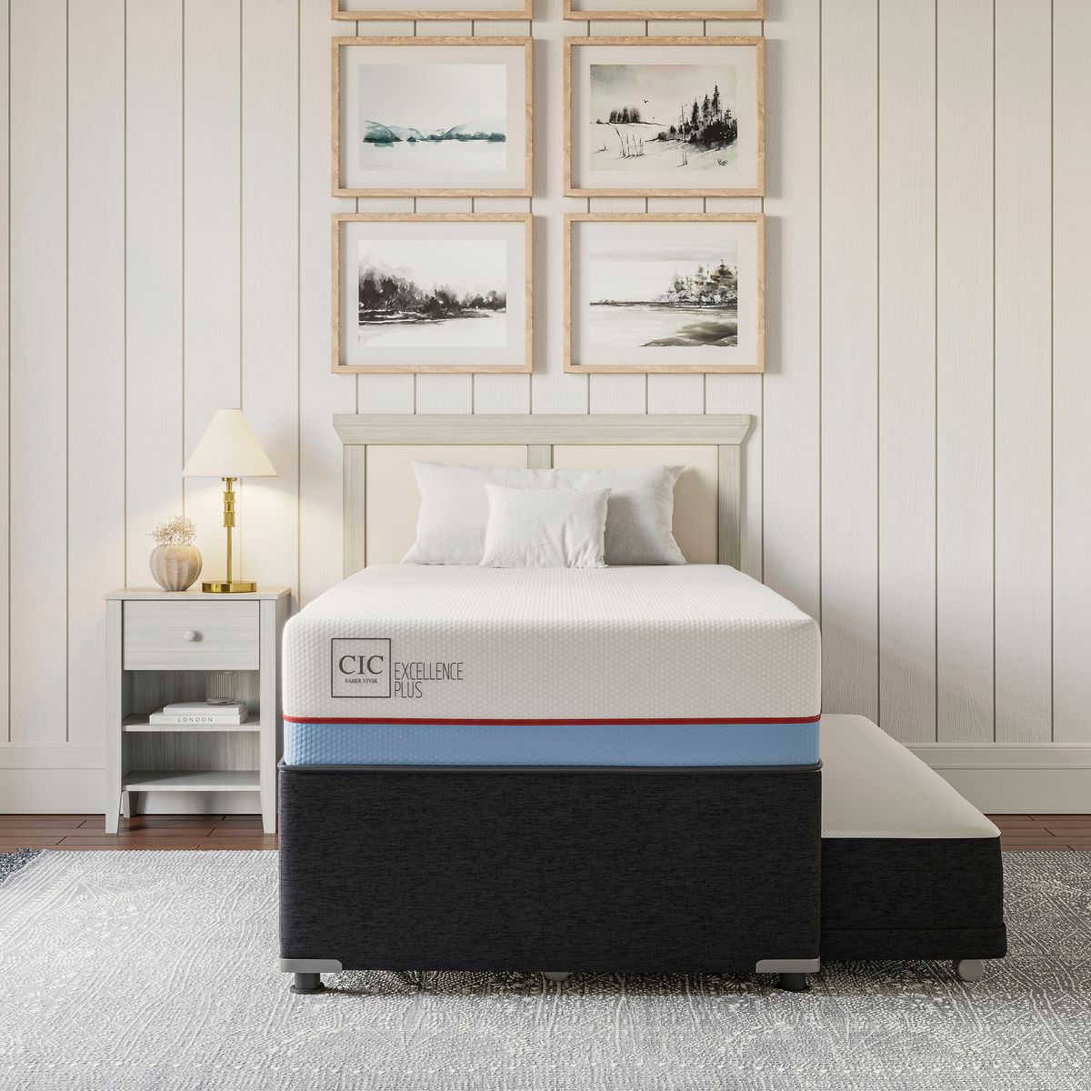 CIC - Cama 1.5 plazas Nido Excellence Plus Azul; blanco