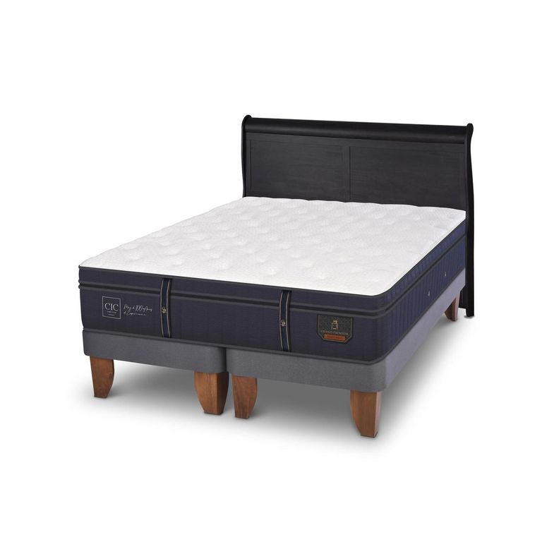 Cama Europea Grand Premium King Respaldo Miro Negro