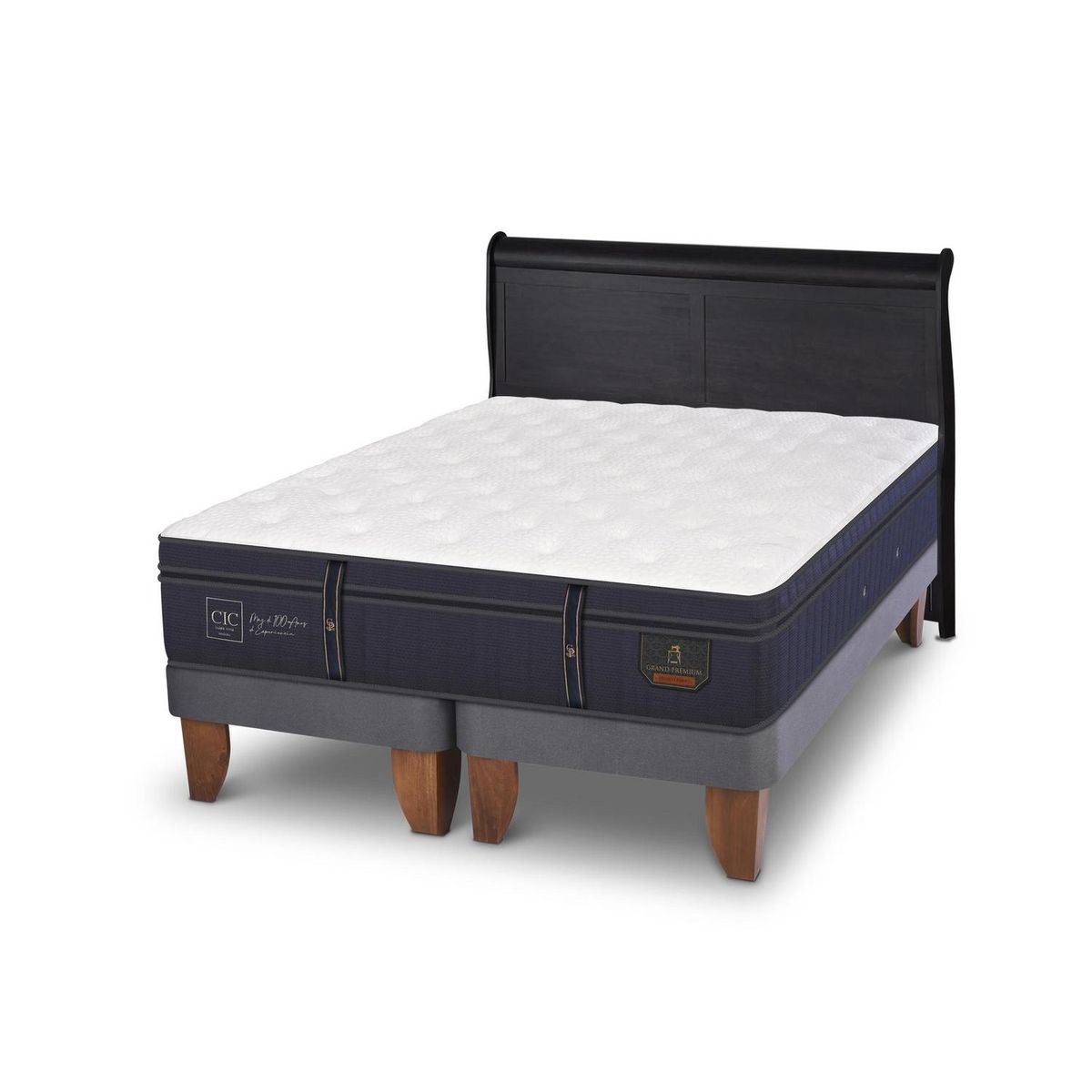 CIC - Cama Europea grand premium king Respaldo Miro negro