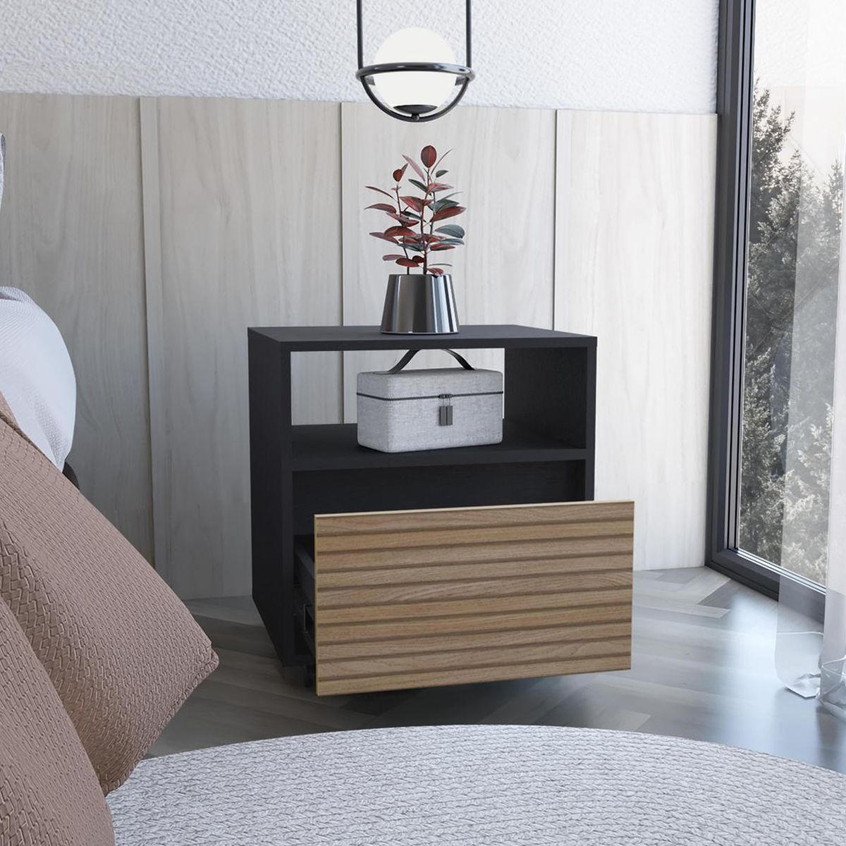 TUHOME - Velador 1 Cajón(es) Rookie 48.1x52x40 cm Wengue