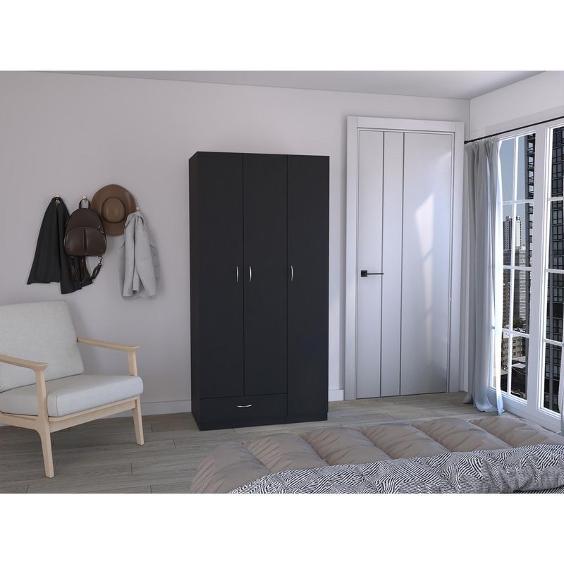 TUHOME - Clóset Z-90 3 Puerta(s) 4 Repisa(s) 90x184.6x47.3 cm Wengué