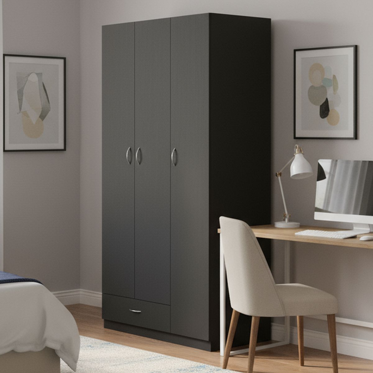 TUHOME - Clóset 3 Puerta(s) 1 Cajón(es) 4 Repisa(s) 90x184.6x47.3 cm Wengué