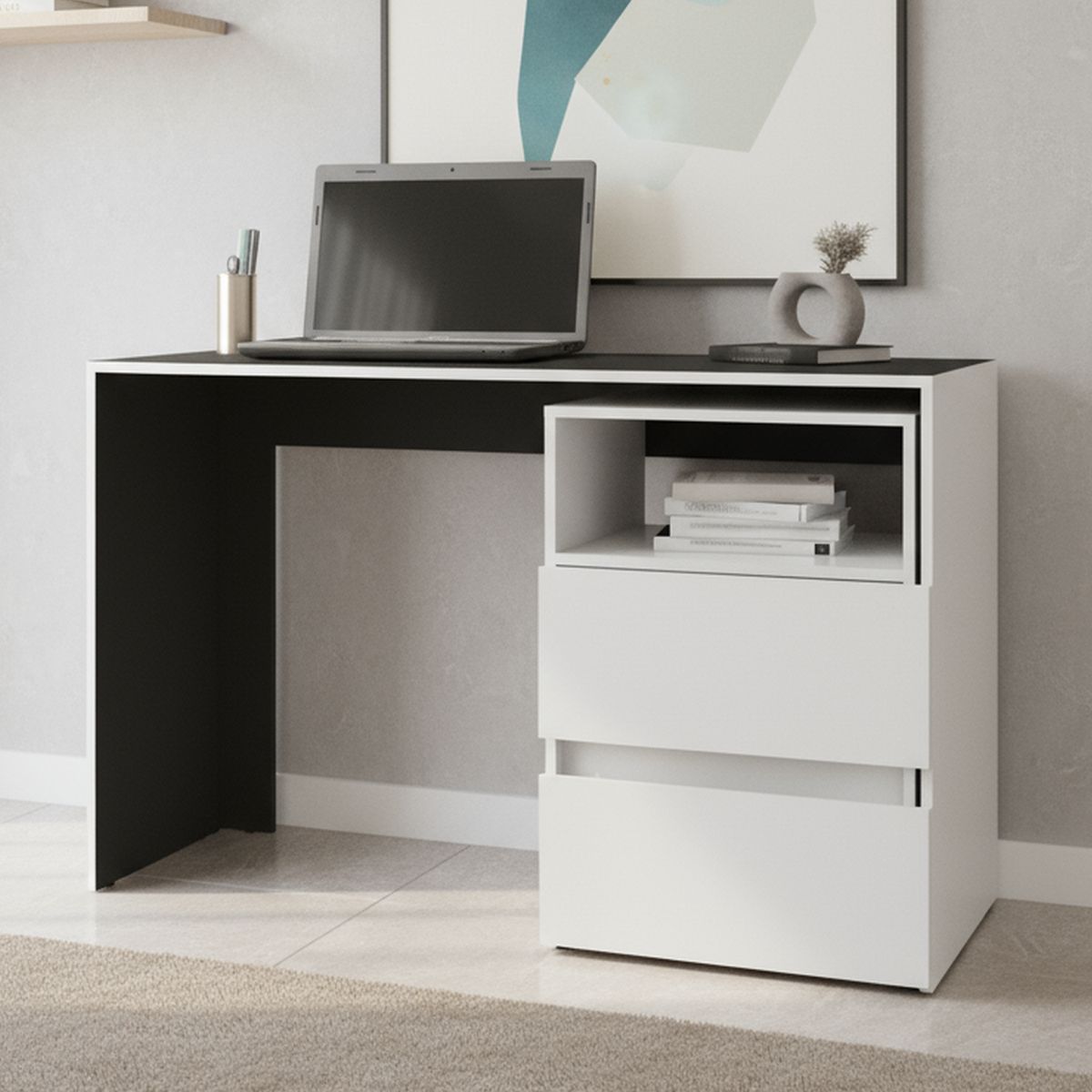 TUHOME - Mesa escritorio Rookie Blanco 120x75x60 cm