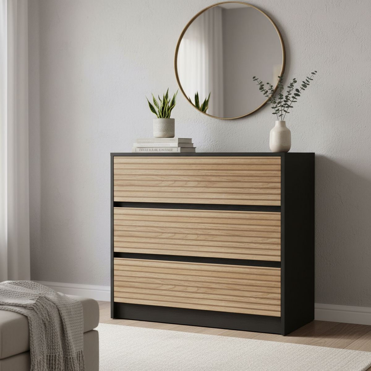 TUHOME - Cajonera 3 Cajón(es) Austin 85x80x45 cm Wengue