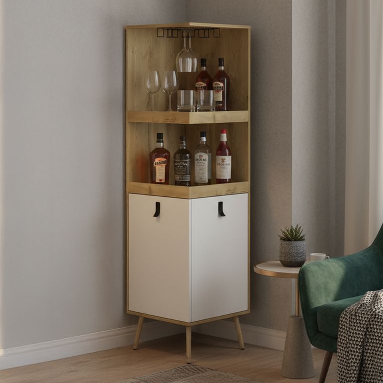 TUHOME Bar esquinero 46.9x180x46.9 cm Macadamia