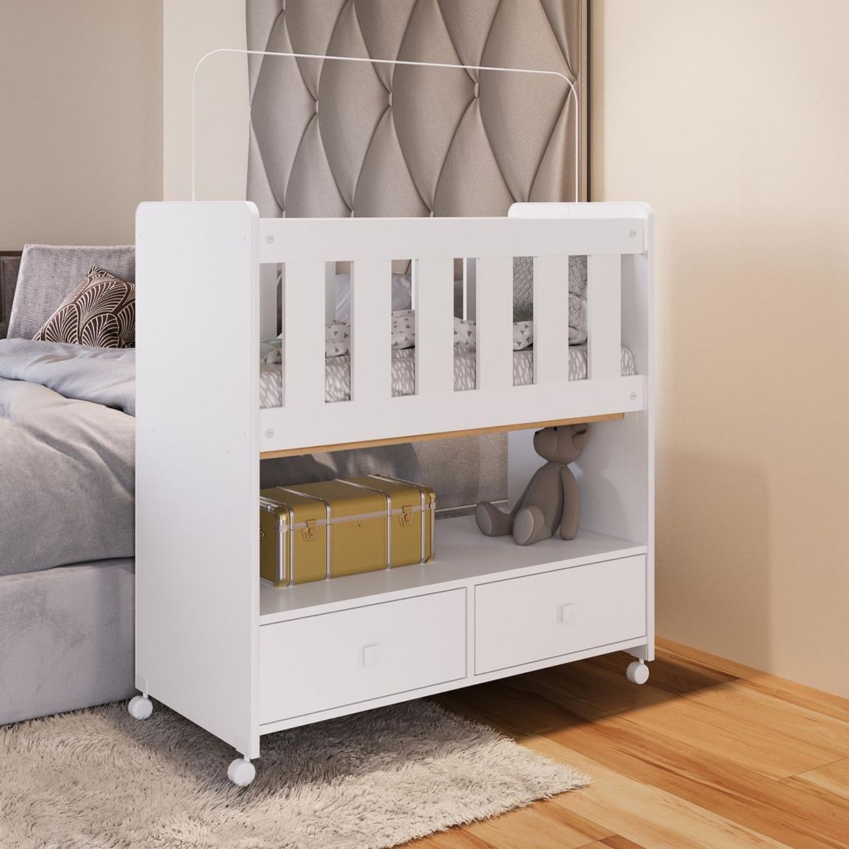 YARDAS - Mini Cuna Huelva Blanco 95x90x45 cm