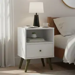 YARDAS - Velador 1 Cajón(es) Jaén 39x54x30 cm Blanco