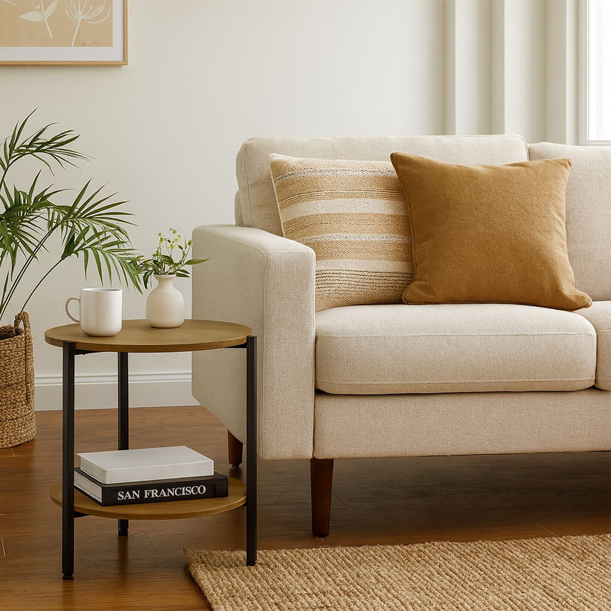 YARDAS - Mesa de Apoyo La Plata Nogal 47x47x50 cm