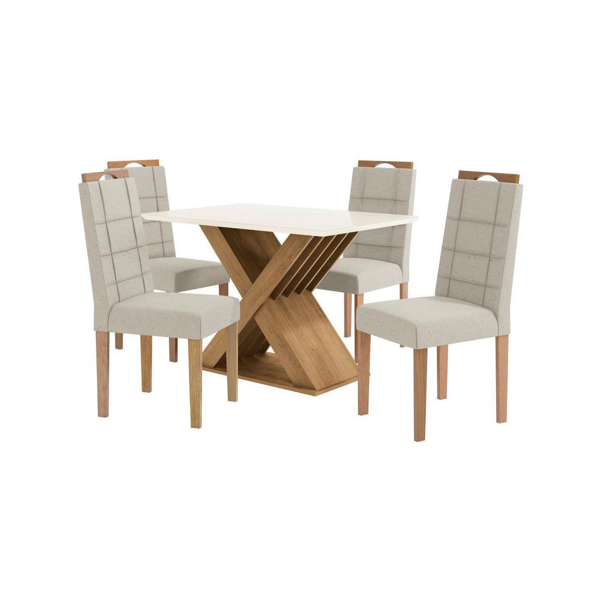 YARDAS - Juego de Comedor Gerona 4 Sillas Mesa Rectangular 80x75X120 cm Café/Blanco