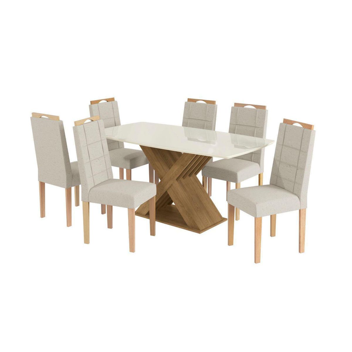 YARDAS - Juego de Comedor Verona 6 Sillas Mesa Rectangular 90x75x170 cm Café/Blanco