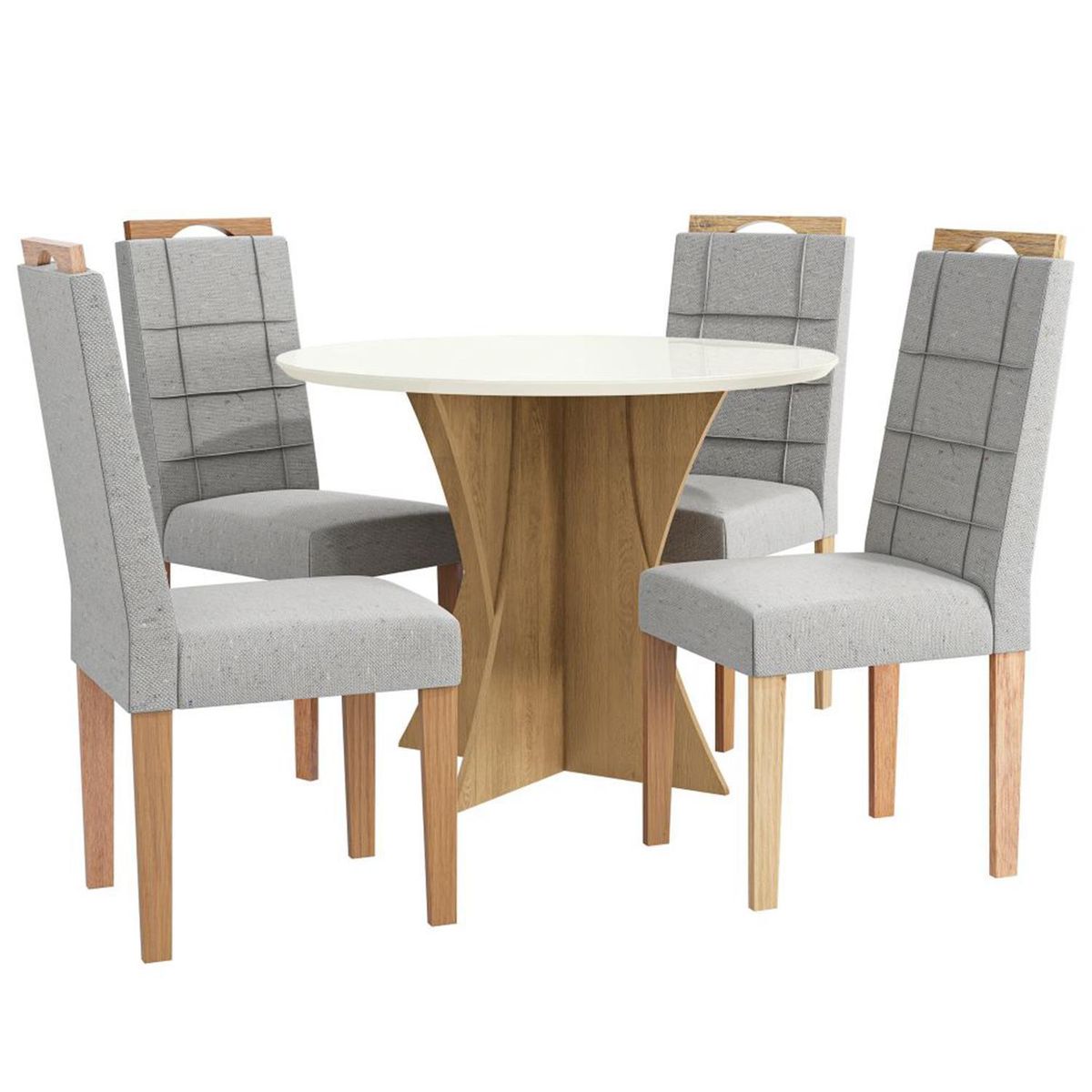 YARDAS - Juego de Comedor Turin 4 Sillas Mesa Redonda 105x75x105 cm Café/Blanco