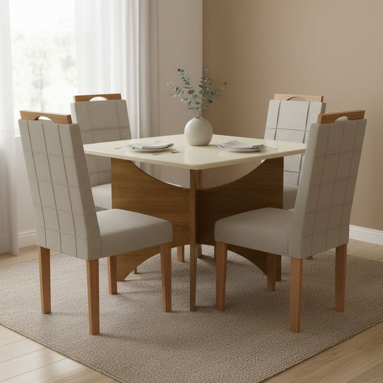 YARDAS Juego de Comedor Bari 4 Sillas Mesa Cuadrada 105x74x105 cm Transparente