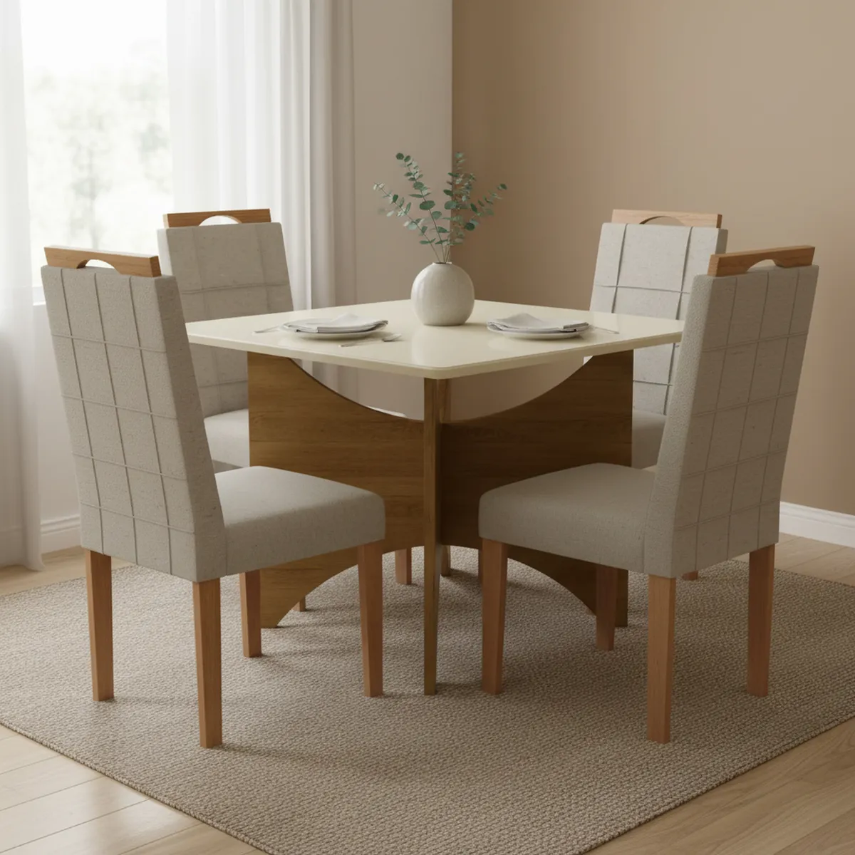 YARDAS - Juego de Comedor Bari 4 Sillas Mesa Cuadrada 105x74x105 cm Transparente